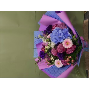 Букет гортензії троянди Гербера еустома Букет гортензії троянди Гербера еустома