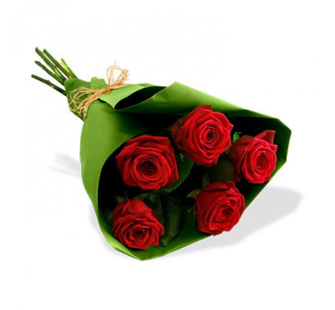 Букет із 5 троянд Гран При 50 см