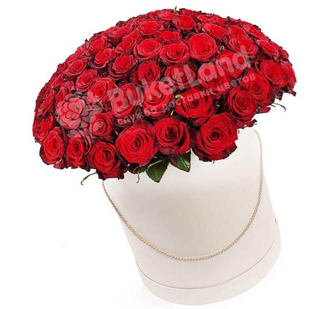 101 красная роза в шляпной коробке