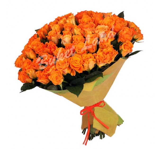 101 оранжевая роза Вау 60 см