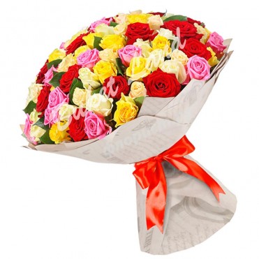 101 роза микс 70 cм