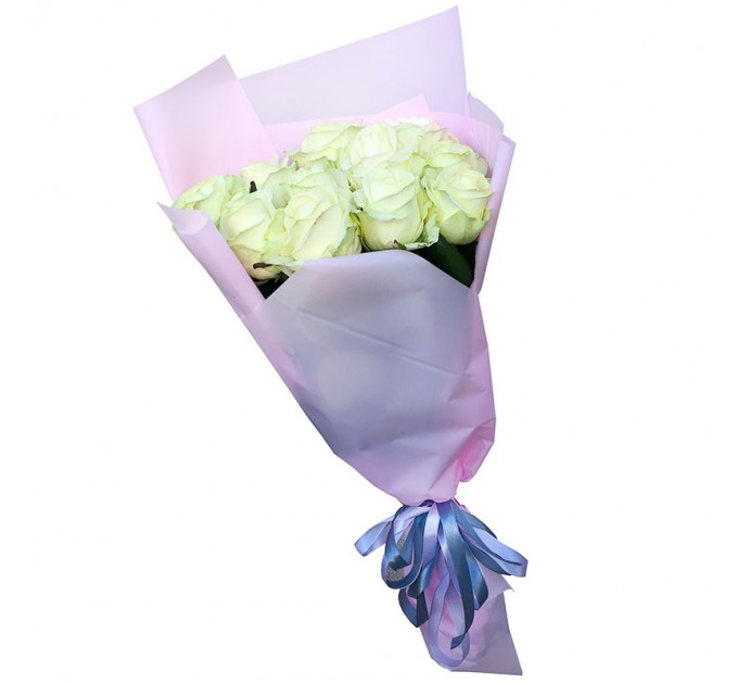 11 белых роз 60 см Аваланч