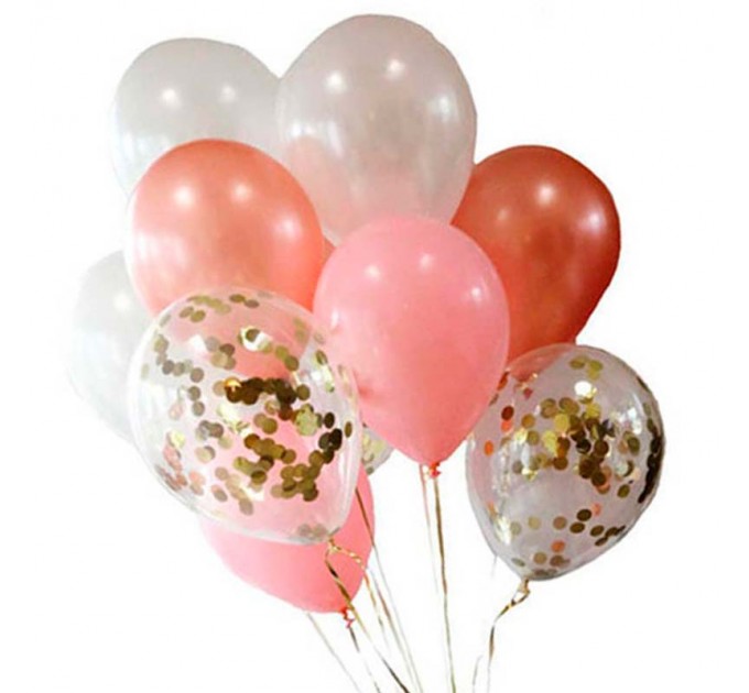 11 гелиевых шариков микс с конфетти