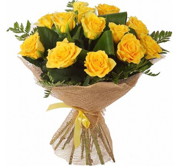 Букет жовтих троянд Пенні Лейн 50 см 15 шт