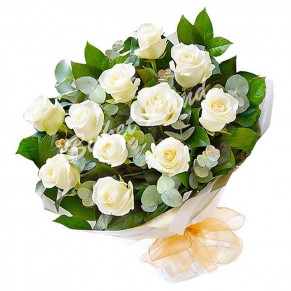 13 білих троянд Аваланч 60 см
