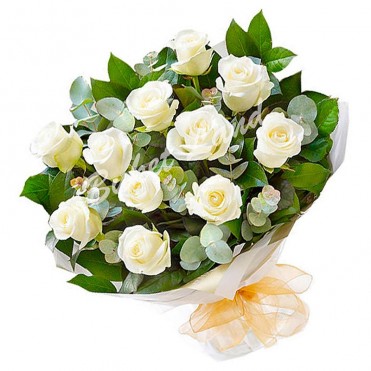 13 белых роз Аваланч 60 см