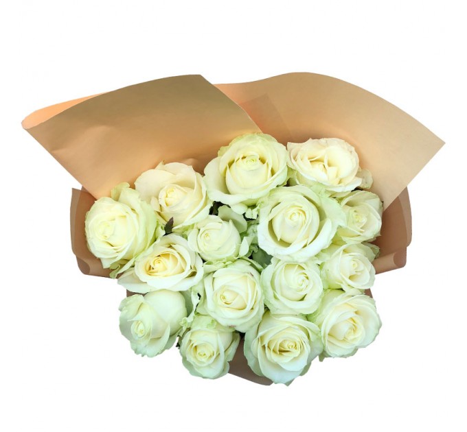 15 белых роз 60 см Аваланч