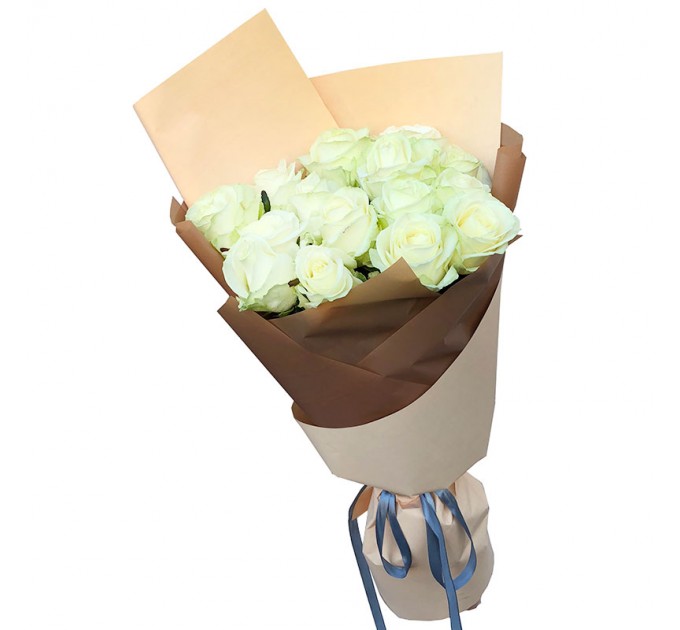 15 белых роз 60 см Аваланч