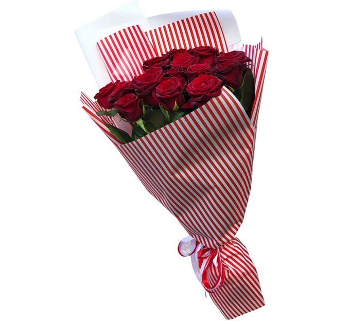 15 червоних троянд 60 см Престиж