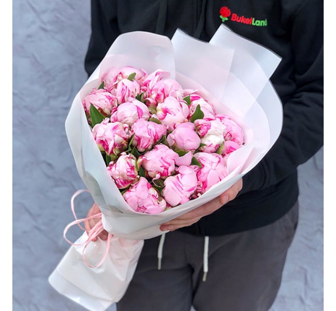 15 розовых пионов