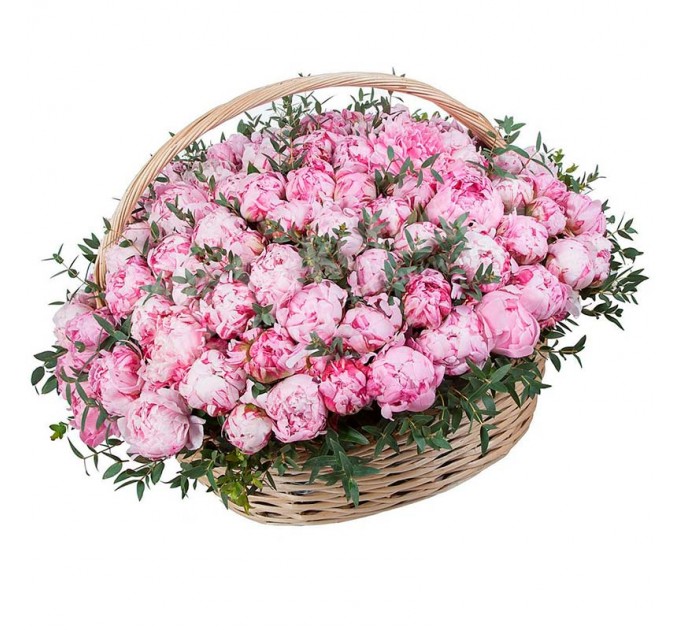 151 пион в корзине