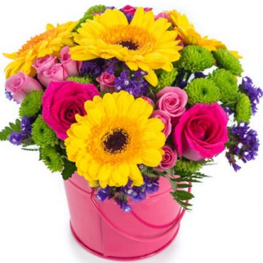 Букет в кашпо "Дарю тебе улыбку!"