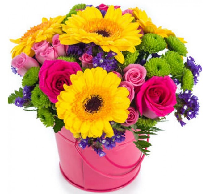 Букет в кашпо "Дарю тебе улыбку!"
