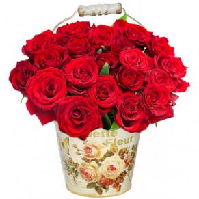 Букет в кашпо "21 алая роза"