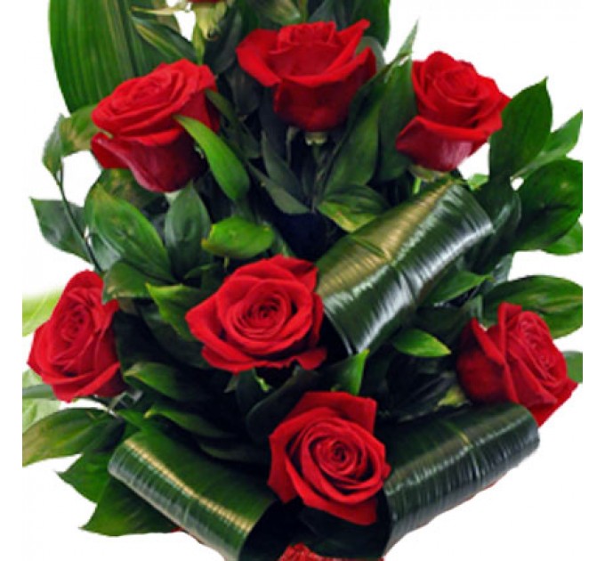 9 красных роз Фридом 90 см