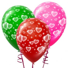 3 різнокольорові кульки із серцями
