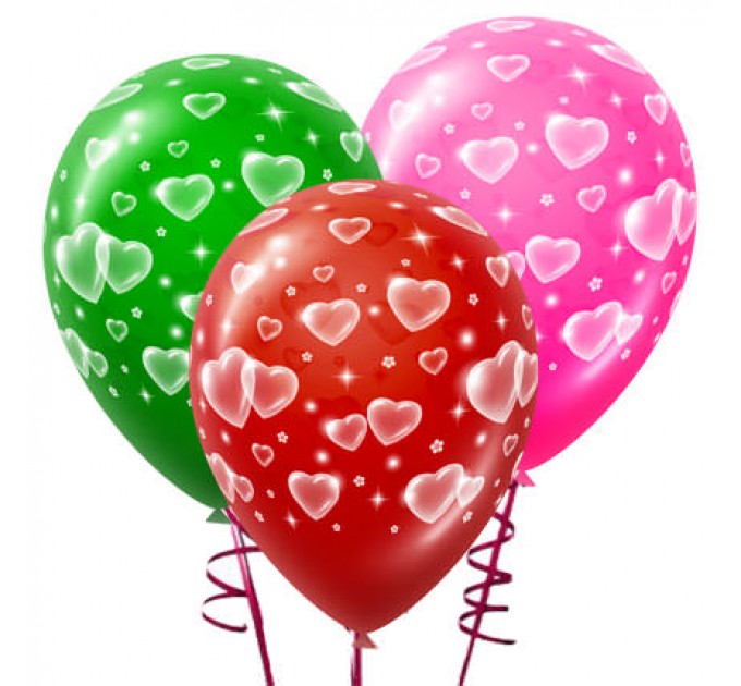 3 різнокольорові кульки із серцями