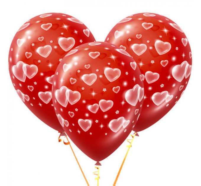 3 червоні кульки з серцями