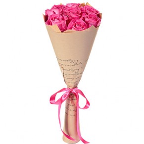 Букет із 7 рожевих троянд Аква 60см Букет із 7 рожевих троянд Аква 60см