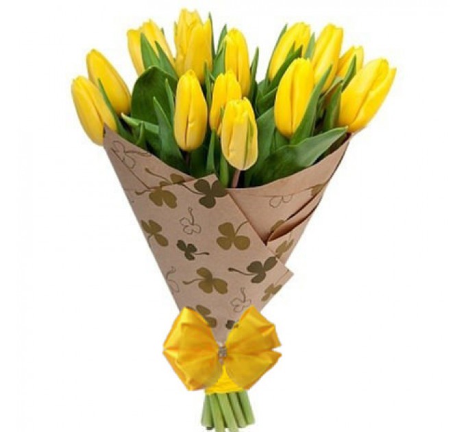 15 жовтих тюльпанів
