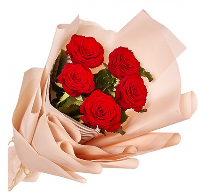 Букет в упаковке "5 красных роз"