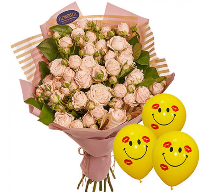 Букет роз "Прекрасное далёко" с шариками