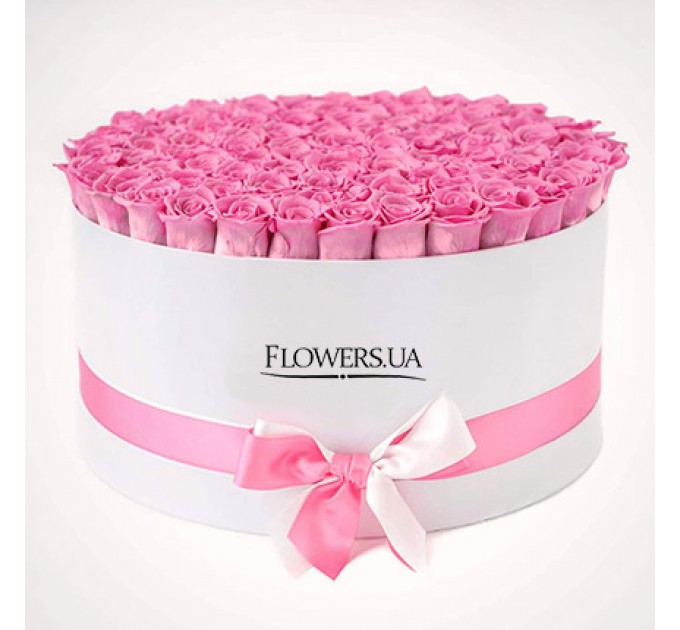 Цветы в коробке "101 розовая роза"