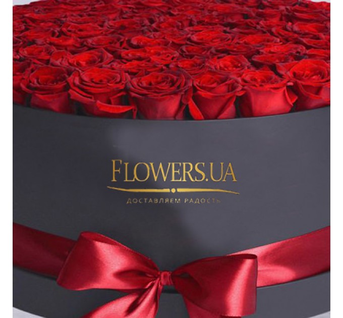 Цветы в чёрной коробке "101 красная роза"
