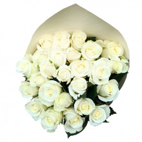 25 белых роз 50 см Белуга