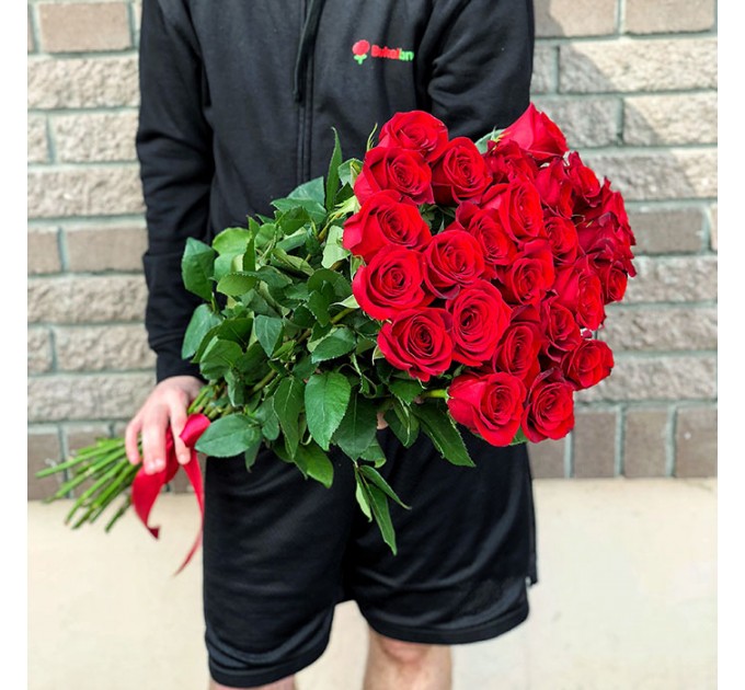 25 красных голландских роз Freedom