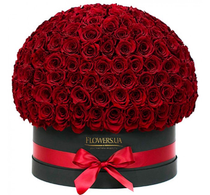 Цветы в чёрной коробке "151 красная роза"