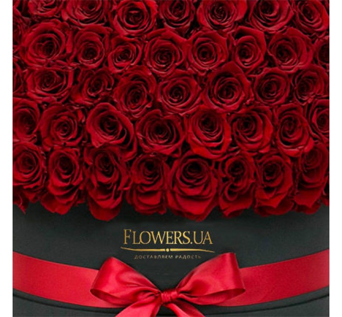 Цветы в чёрной коробке "151 красная роза"
