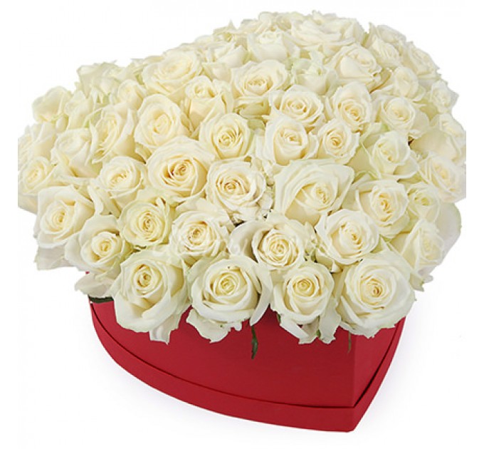 Композиция в коробке "51 белая роза"