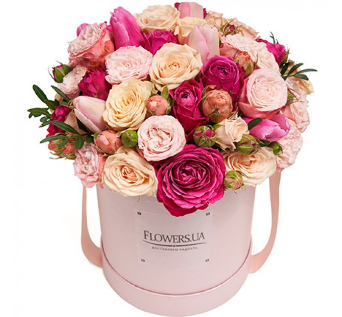 Цветы в коробке "Сладкая зефирка!"