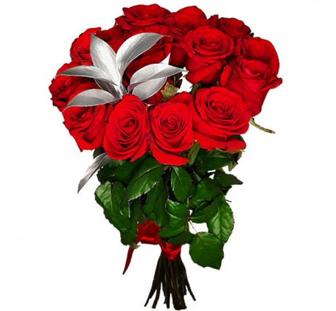 Серебряная коллекция "15 красных роз"