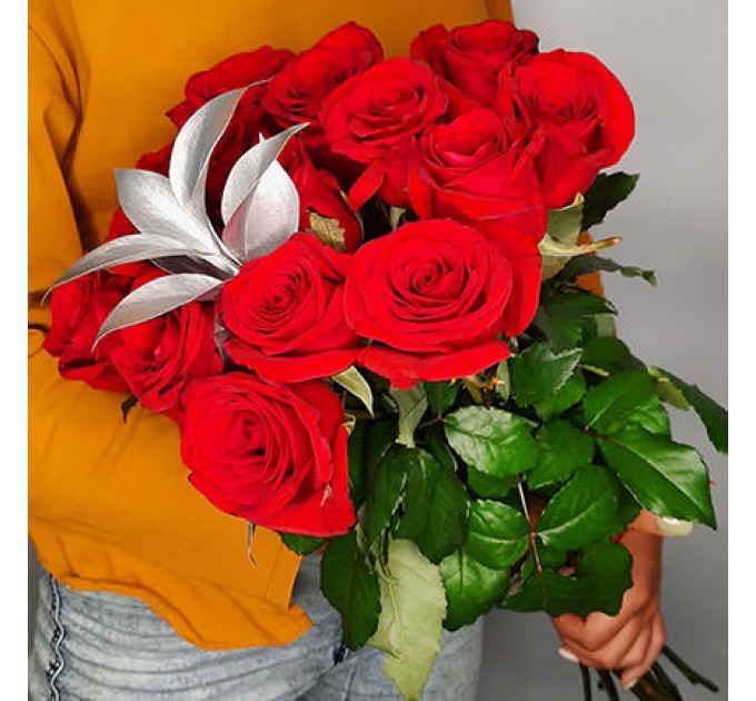 Серебряная коллекция "15 красных роз"