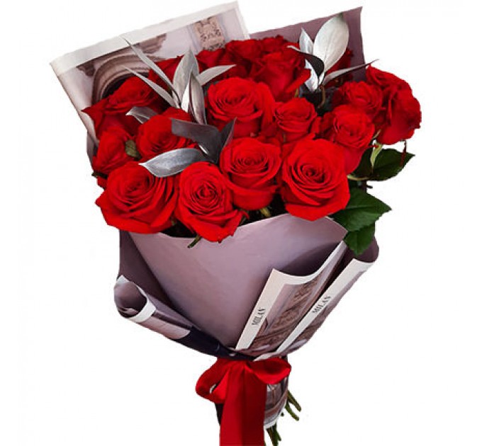 Серебряная коллекция "25 красных роз"