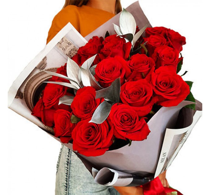 Серебряная коллекция "25 красных роз"