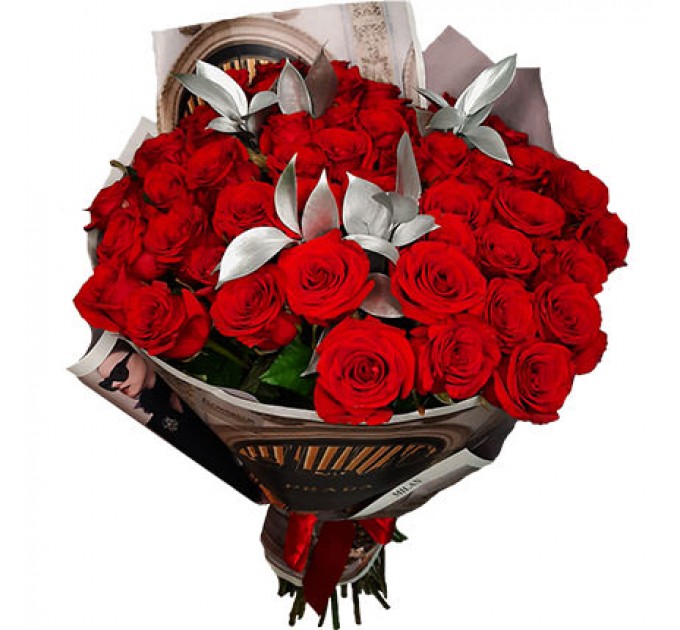 Серебряная коллекция "51 красная роза"