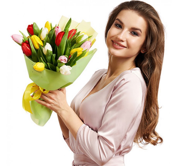 Букет "17 разноцветных тюльпанов"