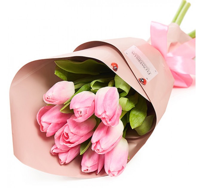 Весенний букет "9 розовых тюльпанов"