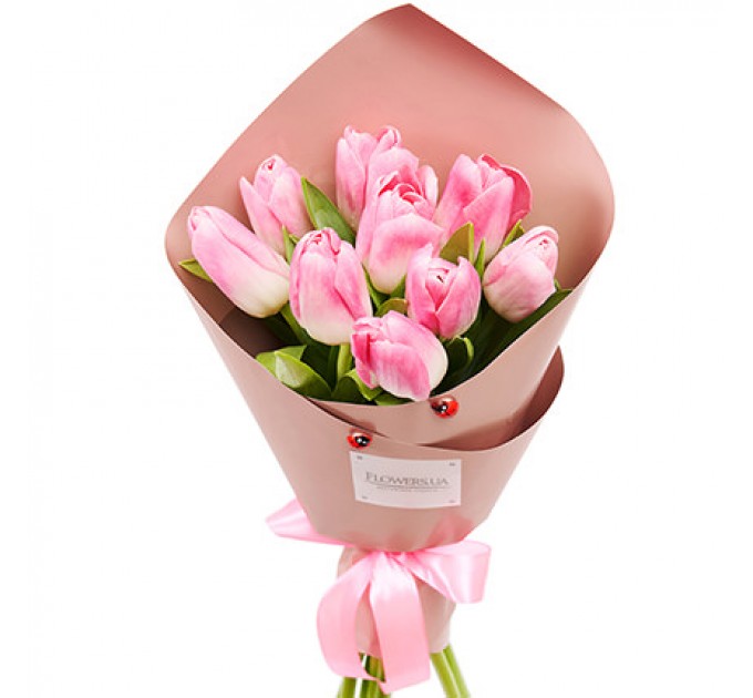 Весенний букет "9 розовых тюльпанов"