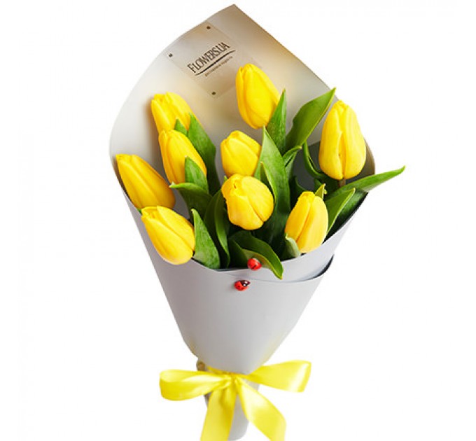 Весенний букет "9 желтых тюльпанов"