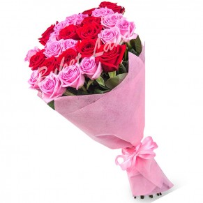29 троянд мікс «рожево-червона» 60 см