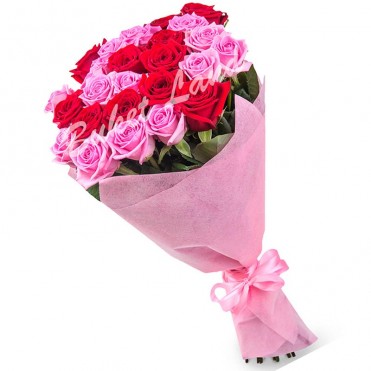 29 троянд мікс «рожево-червона» 60 см