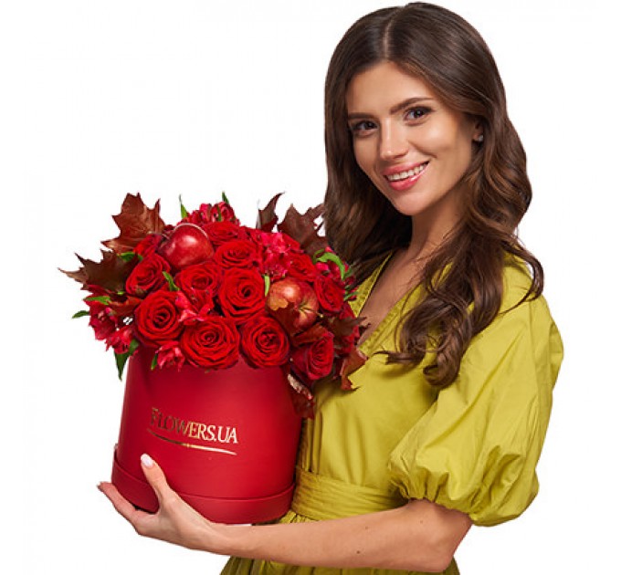 Цветы в коробке "Пламя любви"