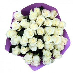 33 белых роз 50 см Белуга