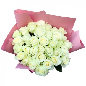 33 белых роз 60 см Аваланч