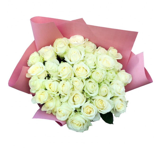33 білих троянд 60 см Аваланч