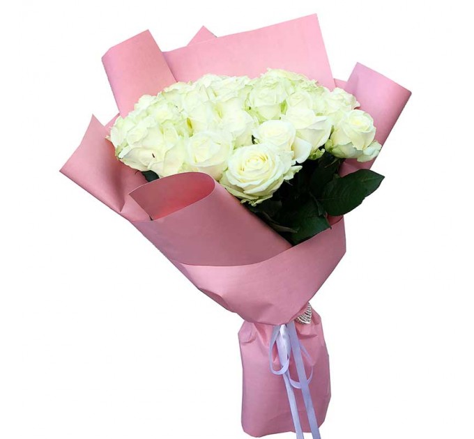 33 білих троянд 60 см Аваланч